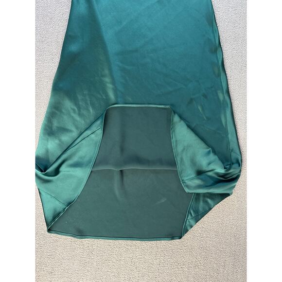 White House Black Market Satin Slip Dress Formal Sleeveless Green Size 14 - Picture 5 of 11